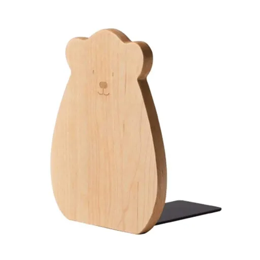 Wooden Bookshelf Cute Bear Design Black Walnut Desktop Organizer 2 Piece Set