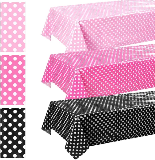 3 Pcs Pink Mouse Tablecloth Cartoon Birthday Party Supply Plastic Mouse Party Supply 54" x 108" Large Polka Dot Table Cover for Cartoon Themed Supplies Tableware Decoration