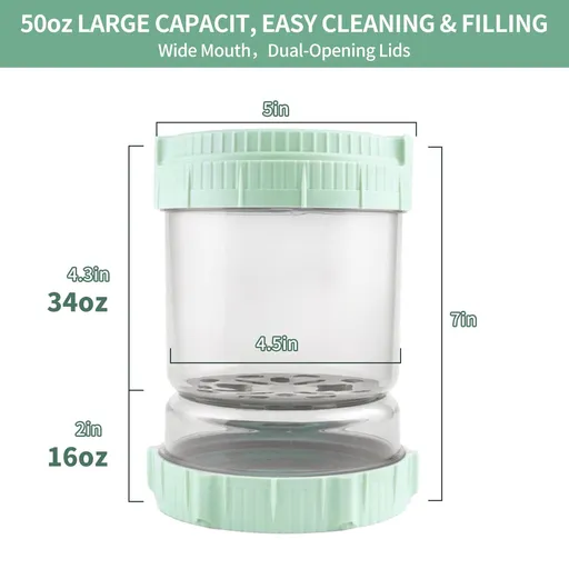 Pickle Jar with Strainer Flip - 50oz Large Jars with Lids, Pickle Container with Strainer, Hourglass Pickle Juice Separator Jar