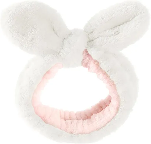 Skin Care Headband, Facial Wash Band, Bunny Ear, Bath Shower, Girls Rubber Makeup (B, M)