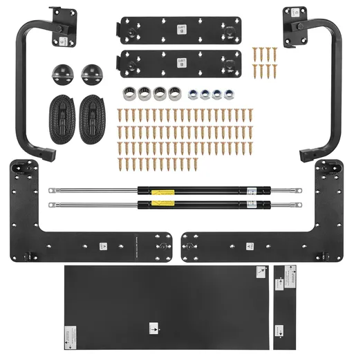 Murphy Bed Kit, Queen Size, Vertical Deluxe DIY Wall Bed Mechanical Hardware Kit, Pneumatic Lever Heavy Duty Bed Frame Support, Folding Cabinet Wall Bed Space Saving Design for Guestroom