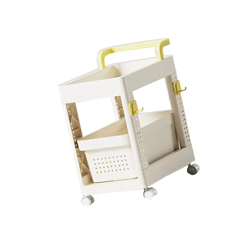 Storage Cart Space Saving Plastic Rolling Storage Organizer with Hooks Handle for Office Bedroom Dormitory Classroom Without Drawer