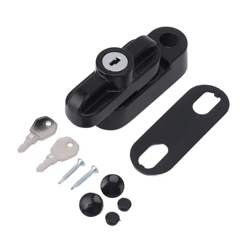 External Window Lock Catch Aluminum Alloy Anti Theft Flat Window Buckle Lock for Single Double Windows Black