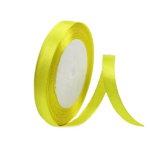 10mm Width Satin Hair Ribbon Wedding Party Decoration Gift Banquet 5m - Lemon Yellow