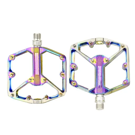 Road/Mountain Bike Pedals - 3 Bearings Bicycle Pedals - Machined Flat Pedals with Removable Anti-Skid Nails（10.5*9.9cm)