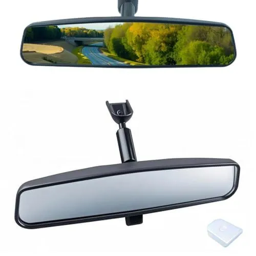 10.5" Interior Rear View Mirror Universal Car Rearview Mirror Anti-Glare Wide Angle Car Rear View Mirror Replacement for Toyota Corolla Camry Chevrolet Ford Ranger Mustang GMC Jeep Ram Honda Civic