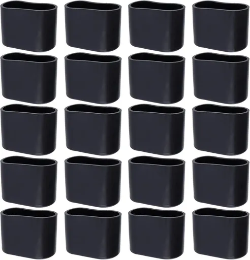 Chair Leg Caps - 20 Pieces - Chair Leg Protectors - PVC - Oval Furniture Leg Protectors - Floor Protectors - Furniture Protectors - Suitable for Furniture Protection - 16mm x 34mm - Black