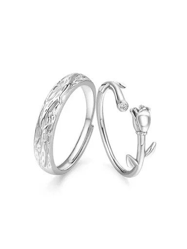 Fang qi Copper Mobius Ring for Couple Love and roses A pair