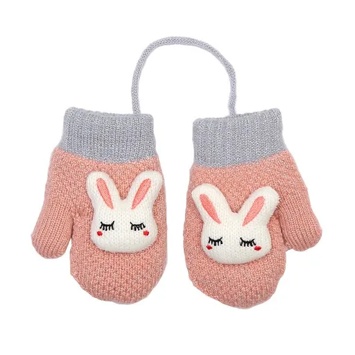 2 Pairs Toddler Mittens for Baby Boys Girls Winter Sher Lined Warm Knit Mittens Cartoon Kids Gloves