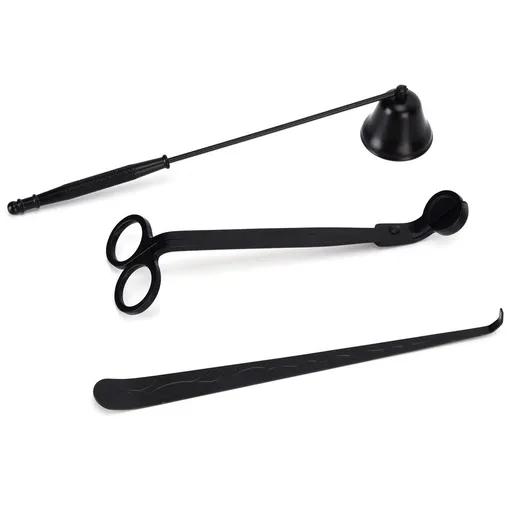 3 in 1 Candle Tools Set, Candle Wick Trimmer, Candle Cutter, Candle Snuffer, Candle Wick Dipper Accessory Set - Black