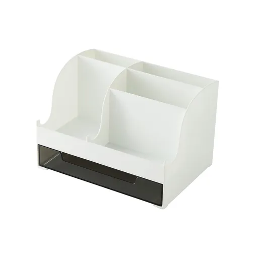 Drawer-type Plastic Desktop Storage Box, Small Desktop Organizer, Plastic Storage Box, Desk Storage Unit with 1 Drawers for Home Collection, Cosmetics, Office Supplies, Bathroom, Dorm 6.3×4.5×4.2 in White