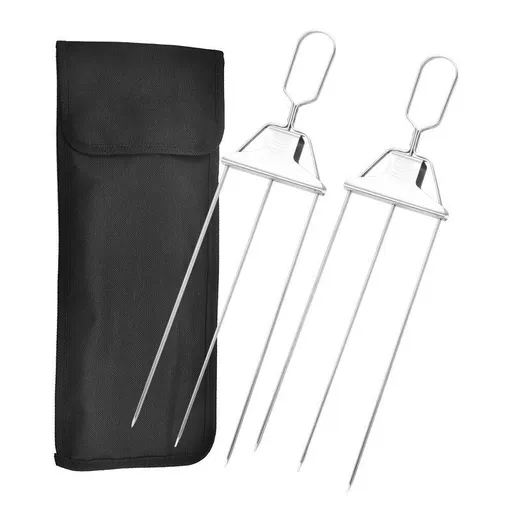 3 Way Grill Skewers, 3 Way Skewers, 3-Prong Skewers for Grilling, 3 Way Grill Skewers - , Metal Skewers