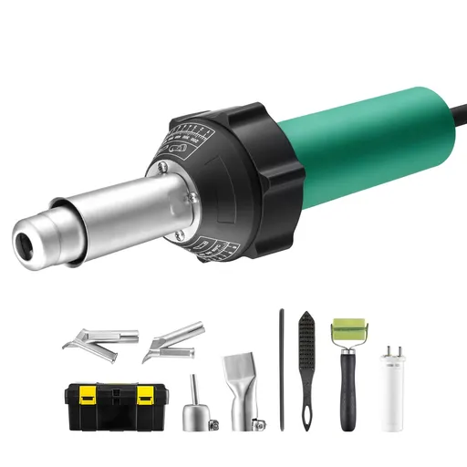 Plastic Welder 1600W Hot Air Heat Gun with Adjustable Heat Range and 9 Accessories