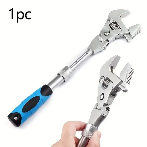 10-inch Telescoping Ratcheting Adjustable Wrench, 180-Degree Swivel Multi-Function Pipe Tool, Hardware & Emergency Repair Tool