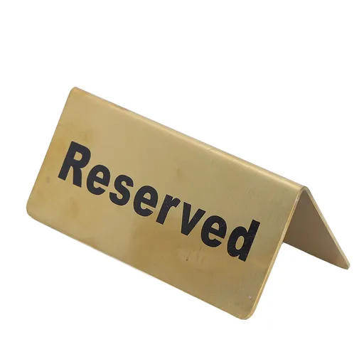 Metal Table Top Sign Double Sided Tent Shape Stainless Steel Gold 12 x 5.3cm