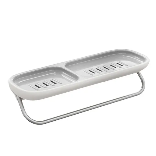 Bathroom Organizer - Wall Mounted Shower Caddy Shelf - with Towel Bar - Extra Strong Self Adhesive - No Drilling - Easy Drainage - Rustproof