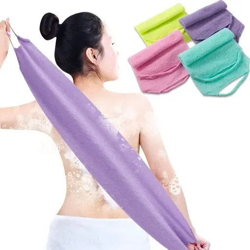 4 Piece Nylon Washcloth Set with Handles for Bathroom, Assorted Colors, 52 x 18 cm