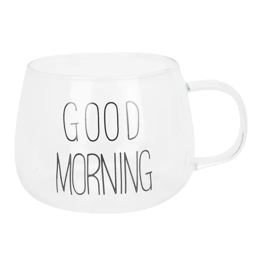 Coffee Cup Transparent Borosilicate Glass Mug with Handle for Milk Tea Cocktail BeverageBlack Label
