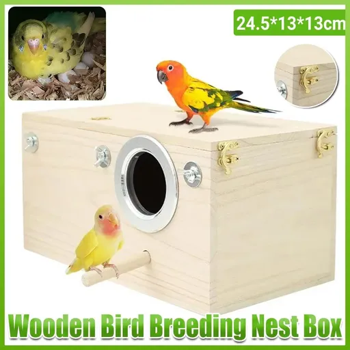 1-Piece Bird Breeding Nest Box with Perch and Mounting Fittings