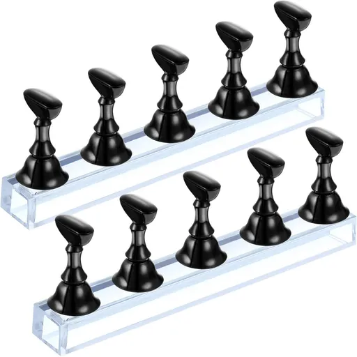 10Pcs Nail Stand for Press on, Fake Acrylic Nail Stand, Nail Display Practice Stands with Magnetic Base, Nail Tip Holders DIY