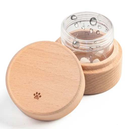 Pet Urns for Dog or Cat Ashes - with Transparent Acrylic Box - Mini urns for pet Ashes, Wooden Pet Cremation Urns, Pet Memorial Keepsake Cat or Dog Memory Box - Wood - Size Paw prints