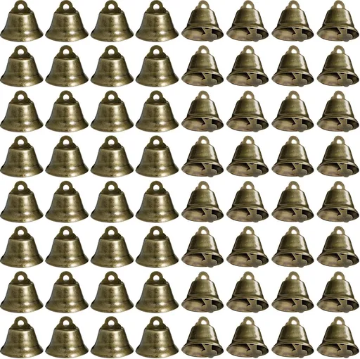 100 Pieces Vintage Bells Crat Bells Small Hanging Bells Ornaments or Wind Chimes Housebreaking Making Dog Potty Training Doorbell Wedding Decor (Bronze)