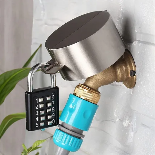 Faucet Locks Outdoor,Hose Spigot，Made of Metal Suitable for Garden Faucets,Hose BibWater Hose,Water Faucet Lock,Prevent Water Bandit(Black with Padlock)