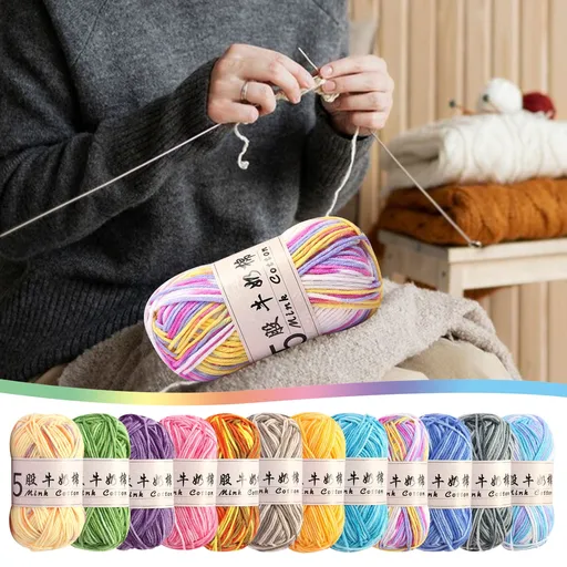 Cotton Yarn -Multi Colored Yarn Rainbows Crochet Yarn 50g/2.5oz,295 Yards,5 Strands,Lightweight Yarn For Crochet,Knitting and Crafts,24 Colors Color - 11