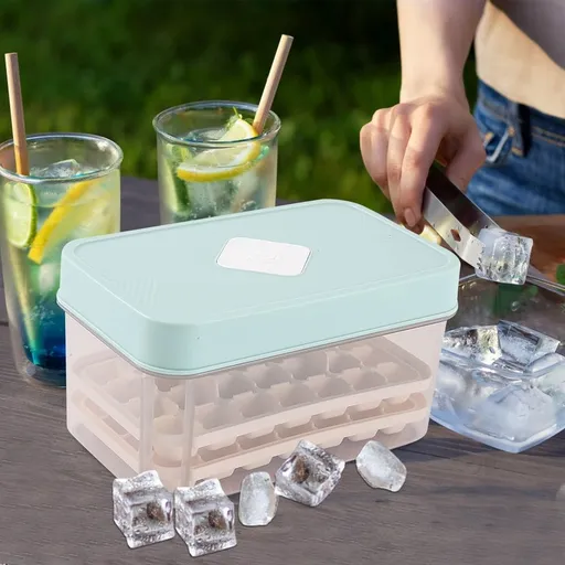 Press With Lid Ice Tray Food Grade 56 Compartments Square Maker with Cover Large Capacity for Refrigerator Freezer Easy Release 7.7x4.7x4.1 Inches