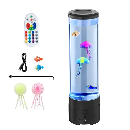 Sensory Bubble Tube Lamp, 16 Color Changing Light Effects, Water Fish Lamp with Built-in Bluetooth Speaker & White Noise, Fake Aquarium Tank Night Light for Bedroom Living Room Home Decor