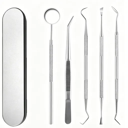 5pcs Stainless Steel Dental Tools Kit Mouth Mirror Tweezer Scaler Probe