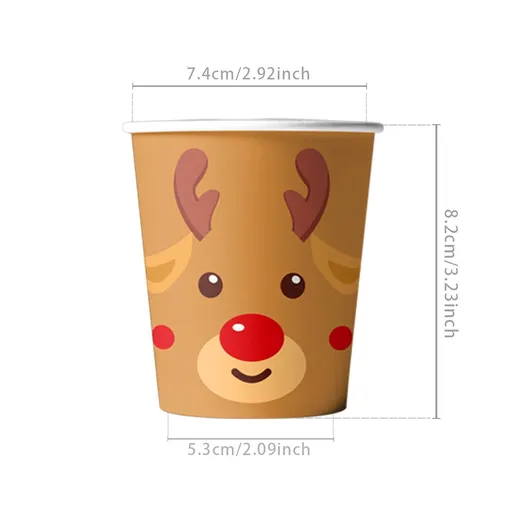 Disposable Paper Cups 10 PCS, Elk Themed Printed Cups, Matching Party Drinkware for Christmas & Halloween Theme Function