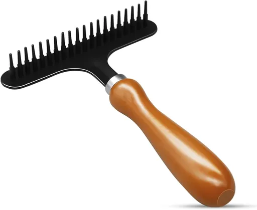 Portable Carpet Rake for Matted and Shag Rugs, Handheld Carpet Grooming Tool for Pet Hair, Deep Cleaning and Fluffy Pile Care, Black, 15.2 x 11 cm
