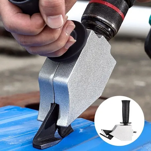 Drill Metal Shears with Handle Sheet Metal Cutter Attachment for Standard Drills - Cutting Tool for Iron Aluminum Copper Stainless Steel - HVAC Automotive Home Maintenance Metal Fabrication DIY