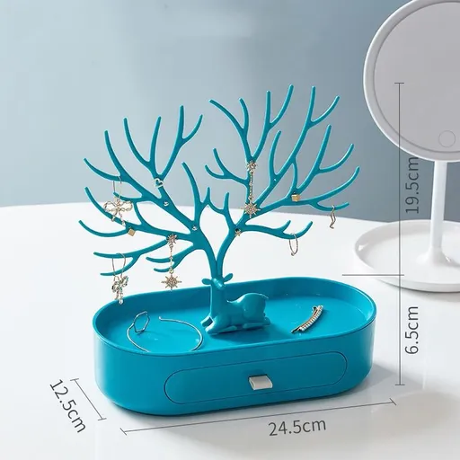 Antlers Jewelry Display Stand, Tree Tower Rack Hanging Organizer for Ring Earrings Deer Horn Tree Stand with Storage Drawer