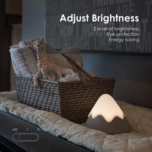 Night Light,Snow Mountain lamp, Tap Control&Timer Setting, Soft Silicone, Dimmable, Soft Eye Caring, Rechargeable(Grey)