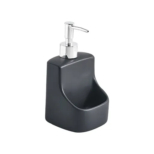 Dish Soap Dispenser with Sponge Holder for Kitchen Sink, Hand Soap Pump Bottle and Storage 2-in-1 for Bathroom Countertop(Black)