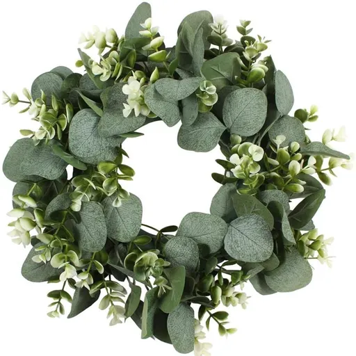 Artificial Green Wreath Wall Hanging Wreath Spring Door Decoration for Indoor Outdoor