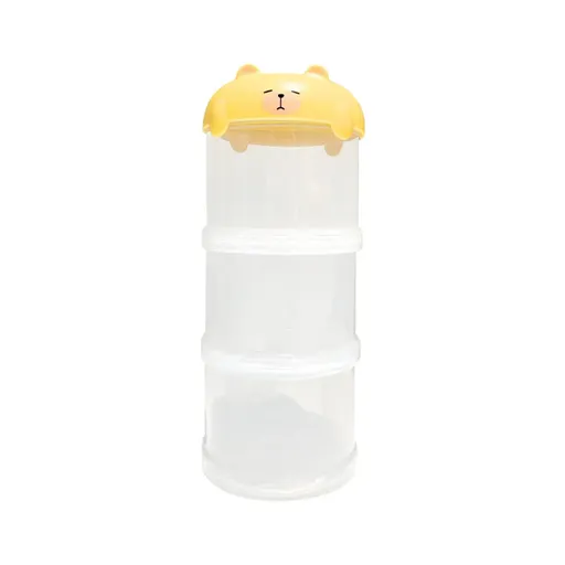 3-Tier Portable Pet Food Storage Container - Stackable Snack Bucket Bear Lid - Yellow