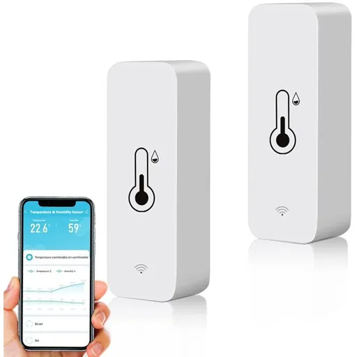 2 Pack WiFi Smart Thermometer Mini Digital Temperature Humidity Sensor Compatible with Alexa and Google Home