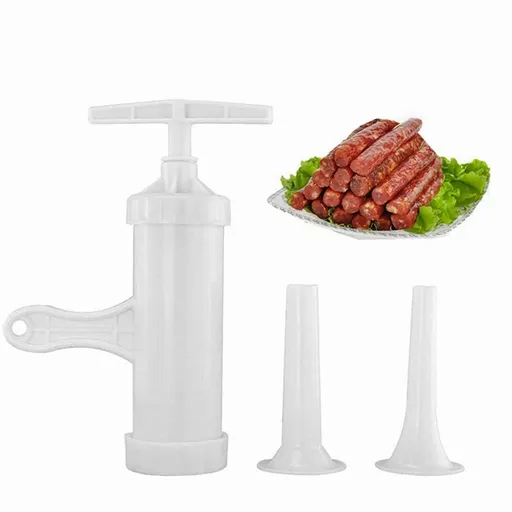Manual Sausage Maker with Pork Intestine Funnel and Mutton Intestines Funnel, Meat Sausage Stuffer Filler Hand Operated Salami