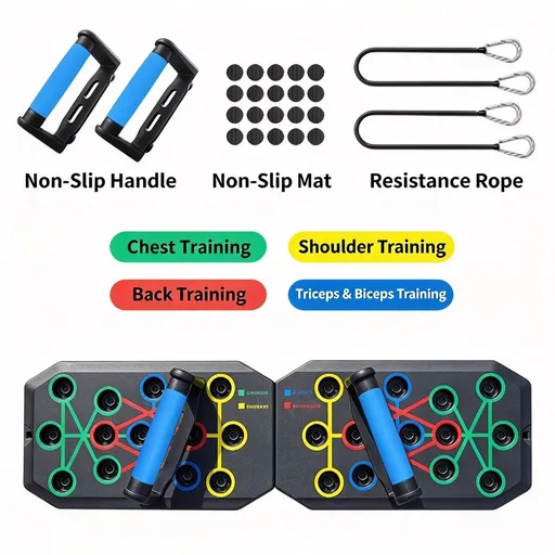 30 Holes Push‑Up Board, Portable Foldable Fitness Equipment for Home Indoor Outdoor, Body Shaping for Men Women, 30 Holes Buckle Rubber Coated Handles With Resistance Bands, Halloween Fitness Gift