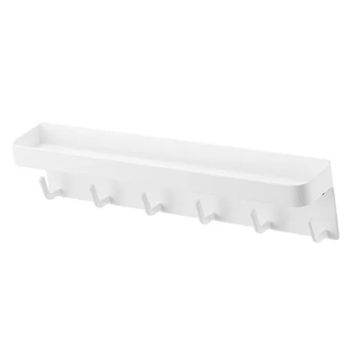 Iron Wall Mounted Door Back Storage Rack with Six Hooks Wall Storage Organizer for Entryway