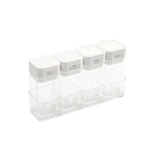 Seasoning Container Compact Portable Transparent Condiment Bottle for Kitchen Home 2 Oil Control Bottle+2 Seasoning Bottle
