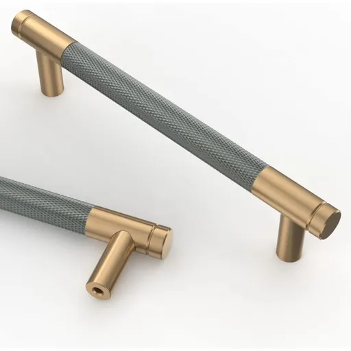 10 Pieces Kitchen Cabinet Handles Gray Gold 128Mm Gold Alloy Furniture Handles With Screws, For Desks, Drawers,