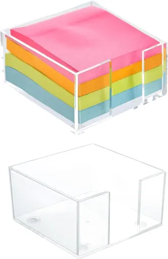 1pcs 3x3 Inch Acrylic Sticky Note Holder - Clear Desktop Organizer for Post-it Notes, Perfect for Office, Home & Classroom, Transparent Memo Pad Dispenser with Crystal Design