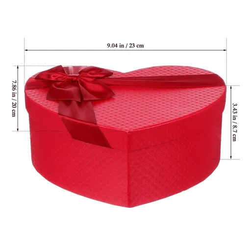 Valentine Container with Lid Heart Shape Box Gift Storage Red 1Pack