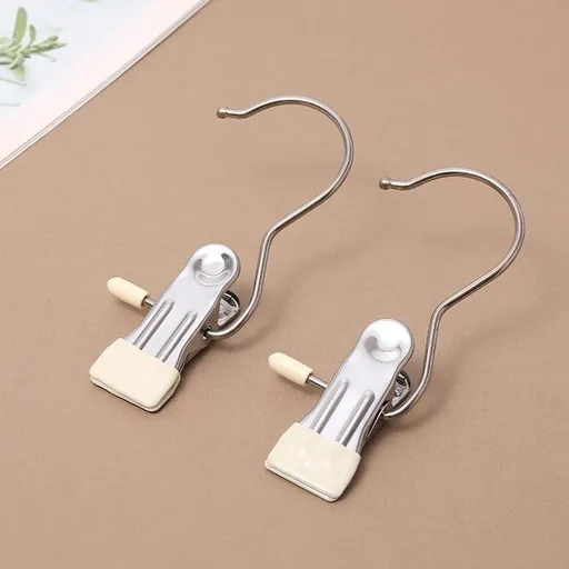Laundry Hanging Hooks Clips, 6 Pcs Boot Hangers Heavy Duty Stainless Steel Portable Travel Drying Clothes Pins for Closet （6pcs）