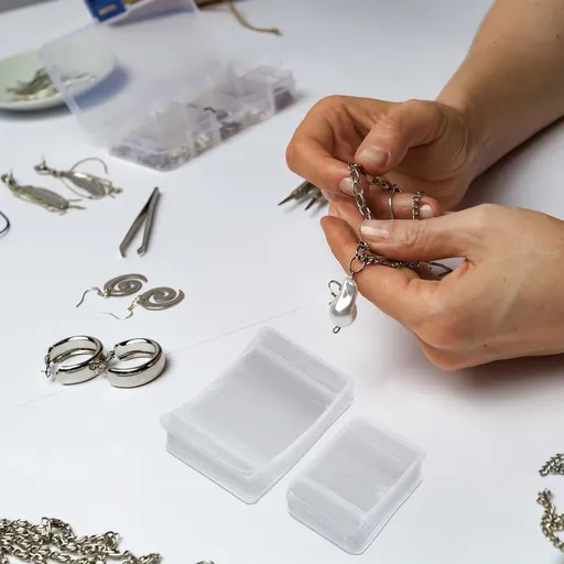 100Pcs Small Jewelry Bags Clear Resealable Zip Bags for Home and Business Use