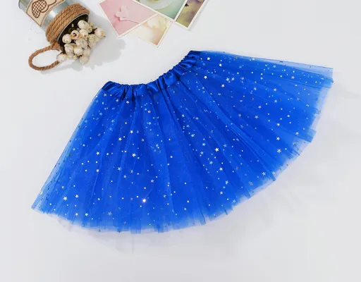 Tutu Skirt Sequin Tulle 3 Layers Royal Blue Kids